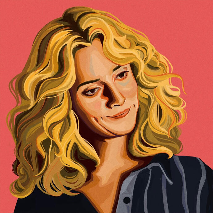 art of tabitha hayes from succession of the scene where roman proposes to her.